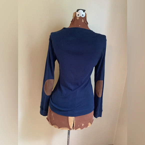 Lauren Ralph Lauren Women shirt academia long Sleeve suede Elbow Patches Top - Picture 5 of 7
